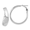 Image 1 : 14k White Gold Wavy Omega Back Hoop Earrings - 5x28 mm