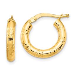 14k Yellow Gold Small Hoop Earrings - 3x17 mm