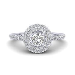0.70 ctw Micro Pave VS/SI Diamond Designer Ring Halo 18k White Gold