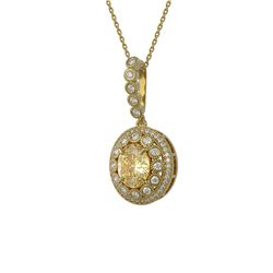 3.87 ctw Canary Citrine & Diamond Victorian Necklace 14K Yellow Gold