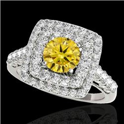 2.05 ctw Certified SI/I Fancy Intense Yellow Diamond Ring 10k White Gold