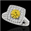 Image 1 : 2.05 ctw Certified SI/I Fancy Intense Yellow Diamond Ring 10k White Gold