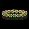 Image 1 : 21.78 ctw Jade & Diamond Micro Pave Halo Bracelet 10k Yellow Gold