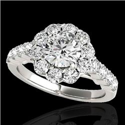 3 ctw Certified Diamond Solitaire Halo Ring 10k White Gold