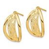 Image 2 : 14k Yellow Gold Polished & Diamond-cut Post Dangle Earrings