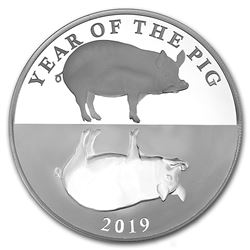 2019 Tokelau 1 oz Silver Proof Year of the Pig Mirror Pig