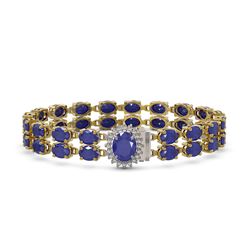 30.12 ctw Sapphire & Diamond Bracelet 14K Yellow Gold