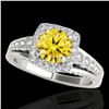 Image 1 : 1.75 ctw Certified SI/I Fancy Intense Yellow Diamond Ring 10k White Gold