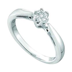 Sterling Silver Round Diamond Solitaire Bridal Wedding Engagement Ring 1/20 Cttw