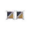 Image 1 : Sterling Silver Mens Round Blue Yellow Color Enhanced Diamond Square Cluster Earrings 1/6 Cttw