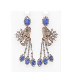 18.95 ctw Tanzanite & Diamond Earrings 18K Rose Gold