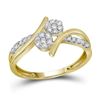 Image 1 : 14kt Yellow Gold Round Diamond Double Cluster Bridal Wedding Engagement Ring 1/3 Cttw