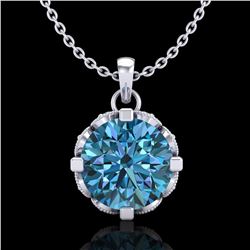 1.5 ctw Fancy Intense Blue Diamond Art Deco Necklace 18k White Gold