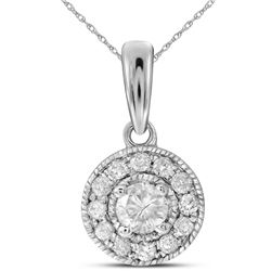 14kt White Gold Round Diamond Solitaire Pendant 1/4 Cttw