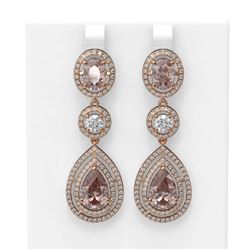 13.63 ctw Morganite & Diamond Earrings 18K Rose Gold