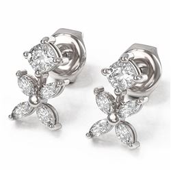 1.5 ctw Cushion & Marquise Cut Diamond Earrings 18K White Gold