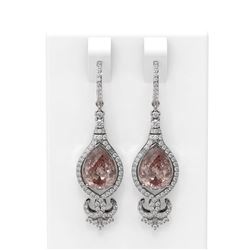 7.03 ctw Morganite & Diamond Earrings 18K White Gold