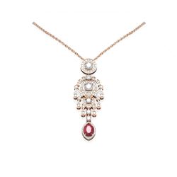 7.24 ctw Ruby & Diamond Necklace 18K Rose Gold