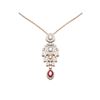 Image 1 : 7.24 ctw Ruby & Diamond Necklace 18K Rose Gold