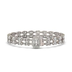 13.04 ctw Emerald Cut & Oval Diamond Bracelet 18K White Gold