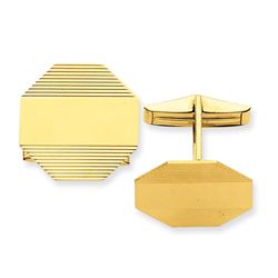 14k Solid Gold Textured Octagonal Cuff Links
