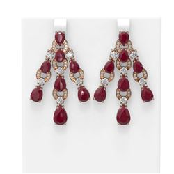 27.36 ctw Ruby & Diamond Earrings 18K Rose Gold