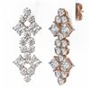 Image 3 : 4 ctw Princess Cut Diamond Designer Earrings 18K Rose Gold