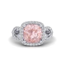 2.75 ctw Morganite & Micro VS/SI Diamond Certified Ring 18k White Gold