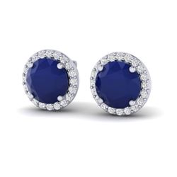 4 ctw Sapphire & Halo VS/SI Diamond Micro Pave Earrings 18k White Gold