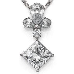 1.4 ctw Princess Cut Diamond Designer Necklace 18K White Gold