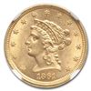 Image 2 : 1861 $2.50 Liberty Gold Quarter Eagle Type-II MS-62 NGC