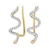 Image 1 : 10kt Yellow Gold Round Diamond Snake Climber Earrings 1/6 Cttw