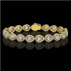 12.38 ctw Pear Cut Diamond Micro Pave Bracelet 18K Yellow Gold