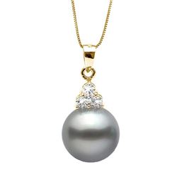 Black Tahitian Pearl and Diamond Charm Pendant