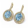 Image 3 : 8.01 ctw Blue Topaz & Diamond Earrings 18K Yellow Gold