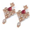 Image 3 : 11.5 ctw Ruby & Diamond Earrings 18K Rose Gold