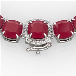 116 ctw Ruby & Diamond Micro Eternity Necklace 14k White Gold