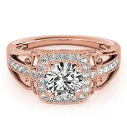 1.3 ctw Certified VS/SI Diamond Halo Ring 18k Rose Gold