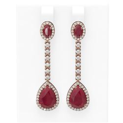 9.91 ctw Ruby & Diamond Earrings 18K Rose Gold
