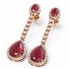 Image 3 : 9.91 ctw Ruby & Diamond Earrings 18K Rose Gold