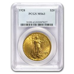 1928 $20 Saint-Gaudens Gold Double Eagle MS-63 PCGS
