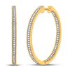 Image 1 : 10kt Yellow Gold Round Diamond Inside Outside Hoop Earrings 1/2 Cttw