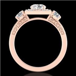 1.55 ctw VS/SI Diamond Solitaire Art Deco 3 Stone Ring 18k Rose Gold