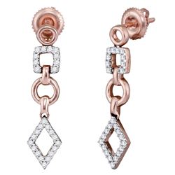 14kt Rose Gold Round Diamond Geometric Dangle Earrings 1/3 Cttw