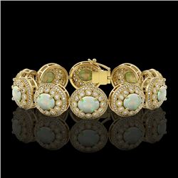 40.37 ctw Certified Opal & Diamond Victorian Bracelet 14K Yellow Gold