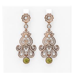 4.51 ctw Fancy Yellow Diamond Earrings 18K Rose Gold
