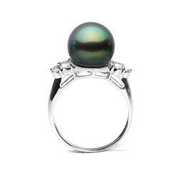 Black Tahitian Pearl and Diamond Anniversary Ring