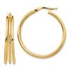 Image 1 : 14k Yellow Gold Polished & Textured 3 Hoop Earrings - 32 mm