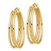 Image 2 : 14k Yellow Gold Polished & Textured 3 Hoop Earrings - 32 mm
