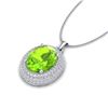 Image 2 : 4.50 ctw Peridot & Micro Pave VS/SI Diamond Necklace 18k White Gold